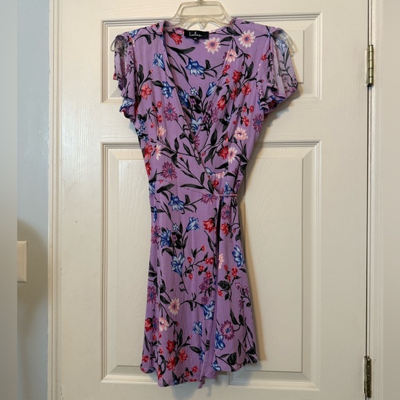 XS Lulus Harbor Point Lavender Floral Print Wrap Dress - Picture 5 of 8